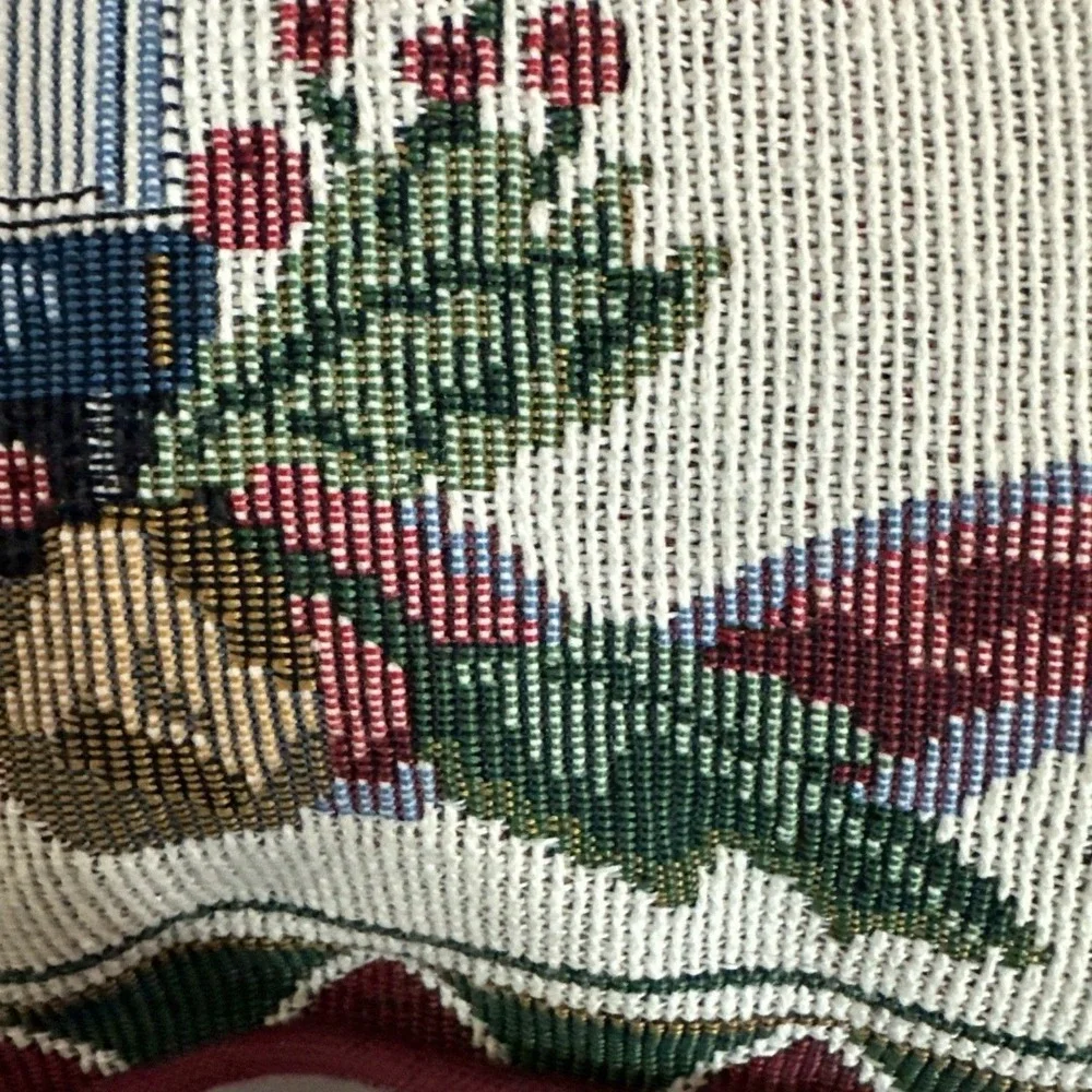 3 Nutcrackers Tapestry Throw Pillow Rectangle Holiday Christmas Red‎ Back 16x13